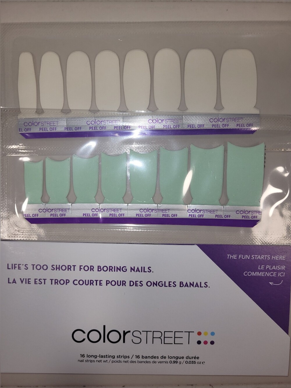 Color Street Goblin Glow French Tip nail polish strips w/ Clear as Day top coat
